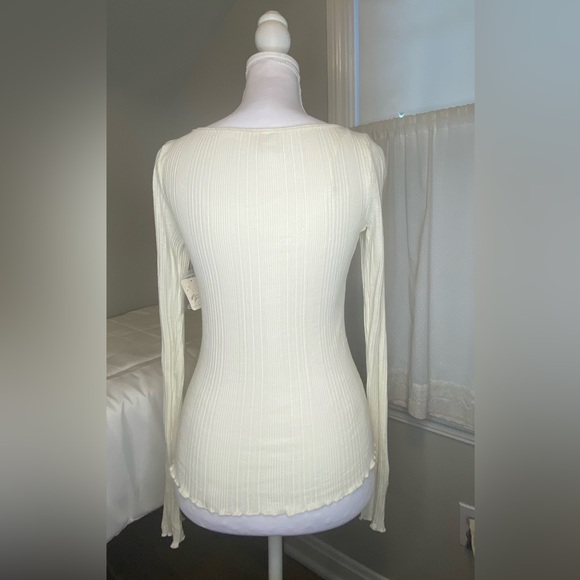 NWT Free People Amiri Knit Top Tofu Ivory Rhinestone Buttons XS - Picture 8 of 15